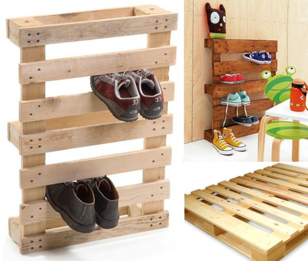 الحذاء الرف الذاتي-- صنع europallets diy فكرة الخشب الرقائقي رجالي أحذية أطفال أحذية