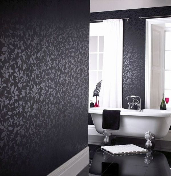 黑色的墙壁想法设计浴室浴缸