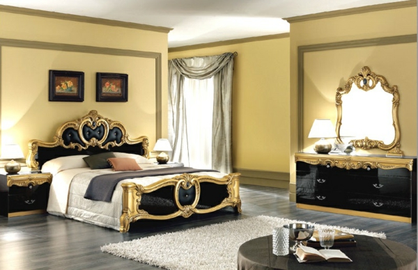 sorte gyldne møbler til soverommet