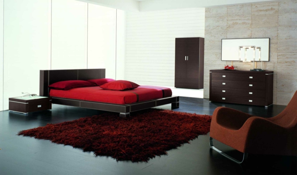passion rouge noir combiné chambre à coucher mis en place