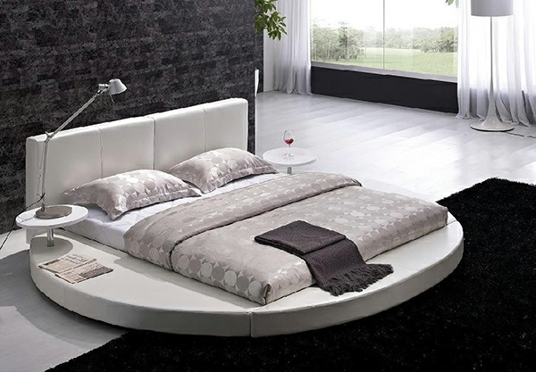 svart veggpanel sengen plattform madrass runde senger