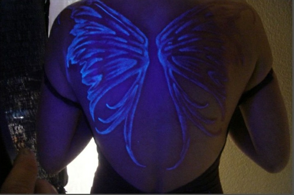 black light tattoo back wing