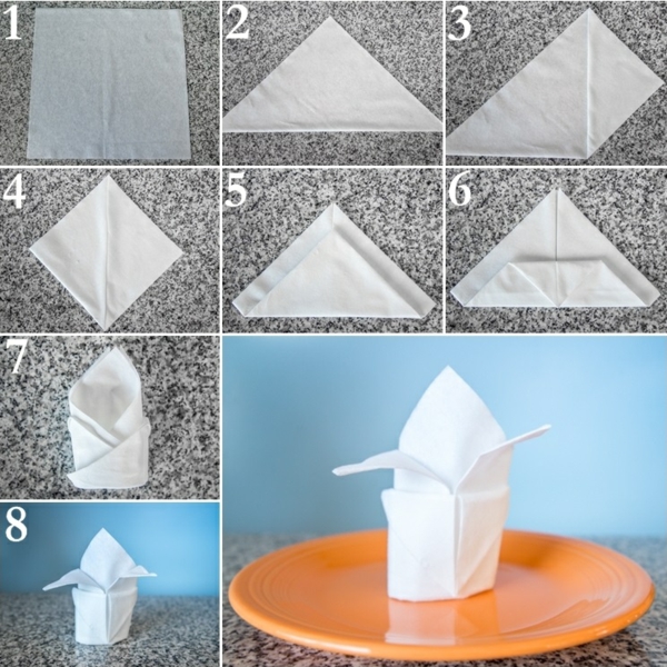 servietter folding instruksjoner håndverk ideer papir serviett folding teknikk