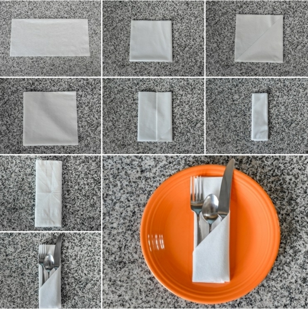servietter bretter instruksjoner kreativ utforming bord dekorasjon bestikk tinker