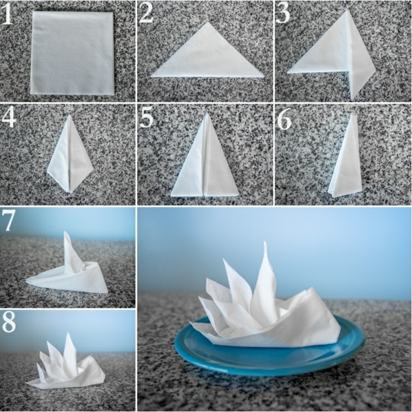 servietter folding instruksjon papir serviet folding teknikk festlig bord dekorasjon
