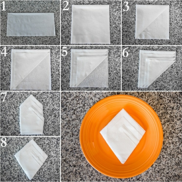 servietter folding instruksjon papir servietter folding teknikk diy ideer bord dekorasjon