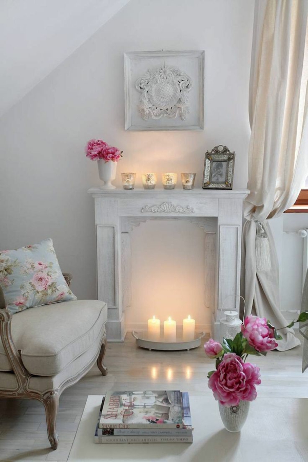 ošumělý stylový obývací pokoj krbová svíčka dokkissen