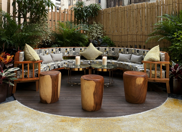 personvern beskyttelse terrasse laget av bambus tre terrasse sittegruppe