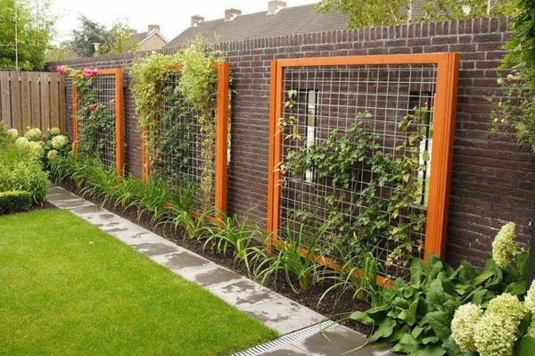 ограда градинарски идеи градина ограда дървени тухли решетка