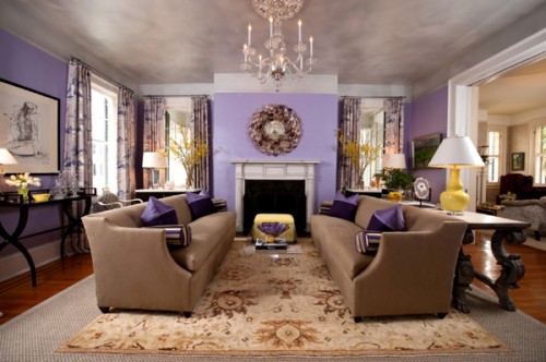 sofá de techo de plata fantástica chimenea púrpura