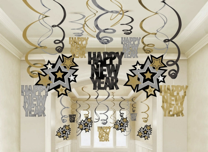new year's eve deco decoration new year's eve party silvesteer decoration table decoration new year's eve deco silver black