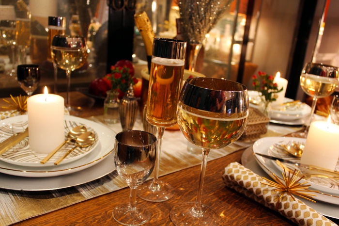 קישוטים ערב השנה החדשה צד silvester קישוט שולחן קישוט השנה החדשה של ערב שולחן זהב זכוכית