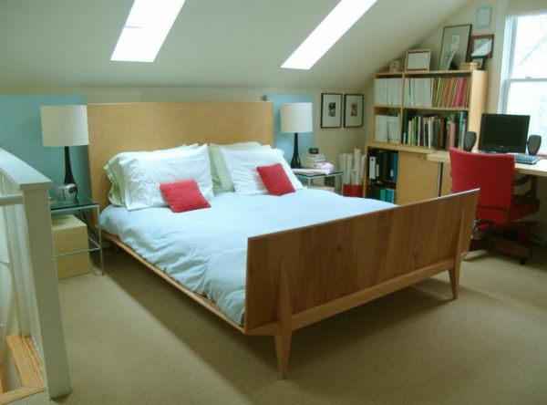 Diseño escandinavo cama trineo forma minimalista