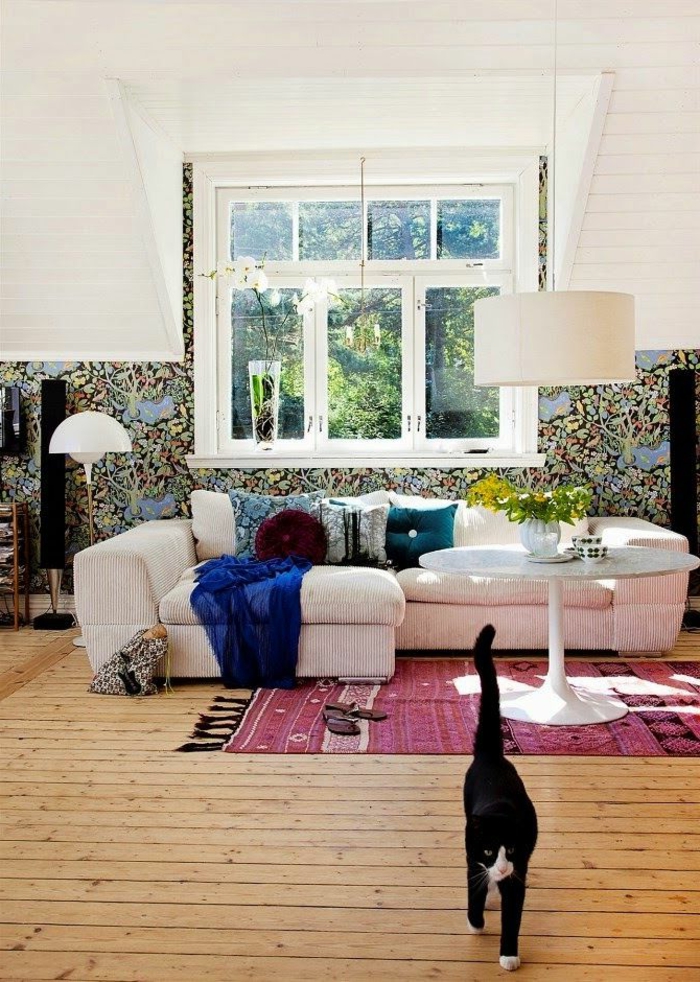 Decoración escandinava alfombra ecléctica de la sala de estar