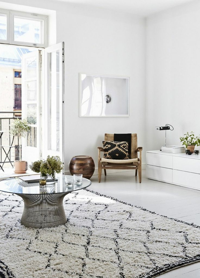 Decoración escandinava alfombra escandinava sala de estar
