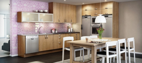 Scandinavische keukens ontwerpen scheidingswanden behang paarse houten outfit