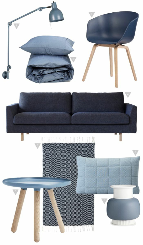 Скандинавски мебели в сини дизайнерски мебели