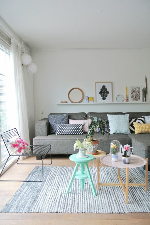 Skandinavisk møbler stue moderne møbler pasteller træ sofabord runde