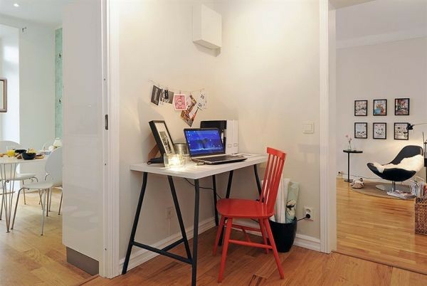 Scandinavian desk ideas oranssi väri talo punainen tuoli