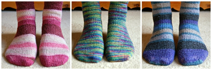 Ponožky plést barevné ponožky po pravé tři současně