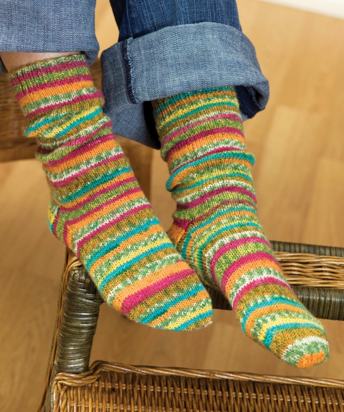 Ponožky pletené barevné ponožky pruh vzor