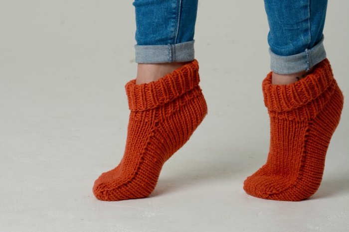 pata pletené barevné ponožky pletené vzorek pantofle