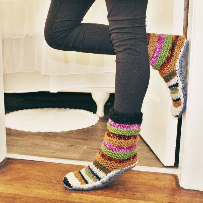 pata pletené barevné ponožky pletené vzor yogasocken s podrážkou