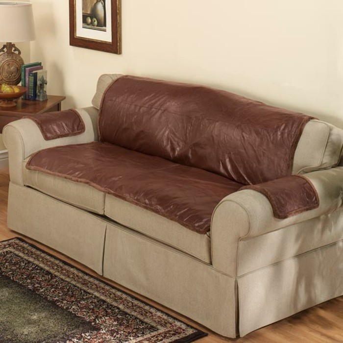 sofa dekker lær brun stue stue