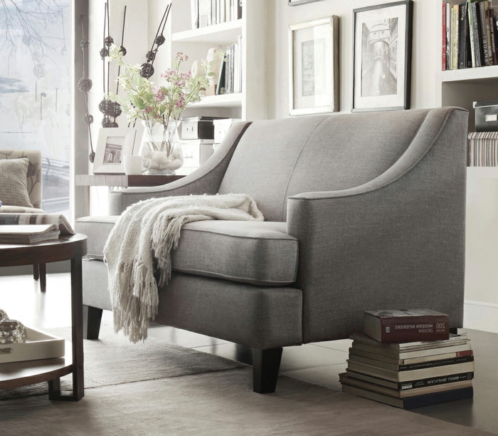sofá gris claro gris elegante escandinavo