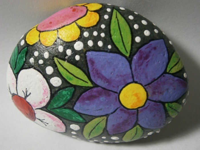 καλοκαιρινά λουλούδια ζωγραφίζουν τις πέτρες ιδέες βαφής κατασκευάζουν ιδέες με χρώματα
