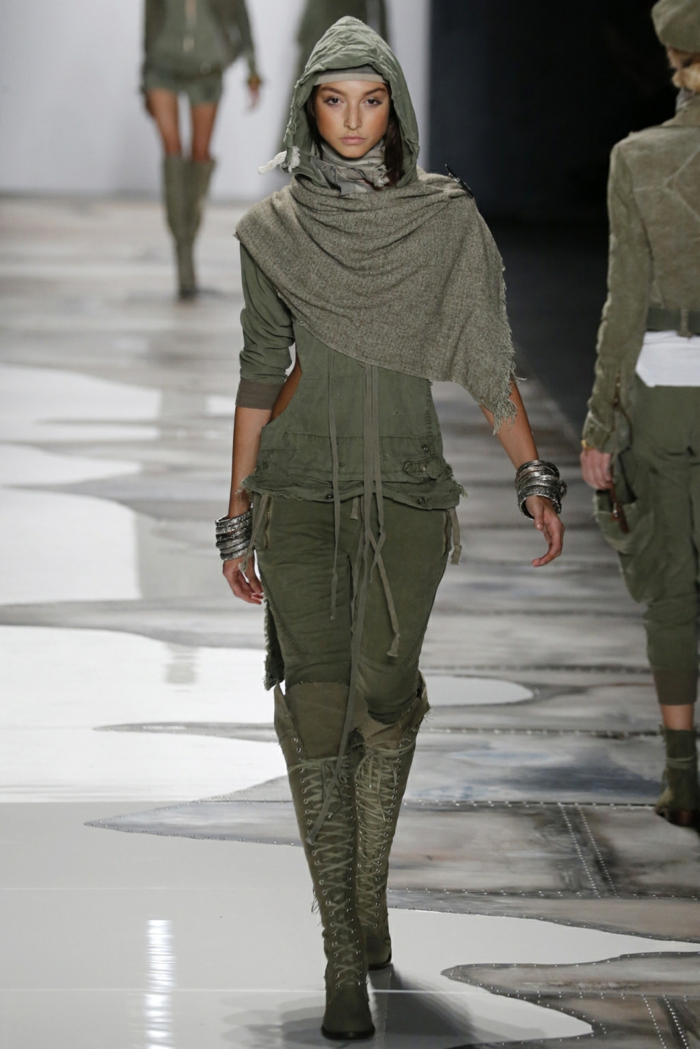קיץ אופנה נשים אופנה גרג לורן 2016 סגנון צבאי צעיף מגפיים מגפיים