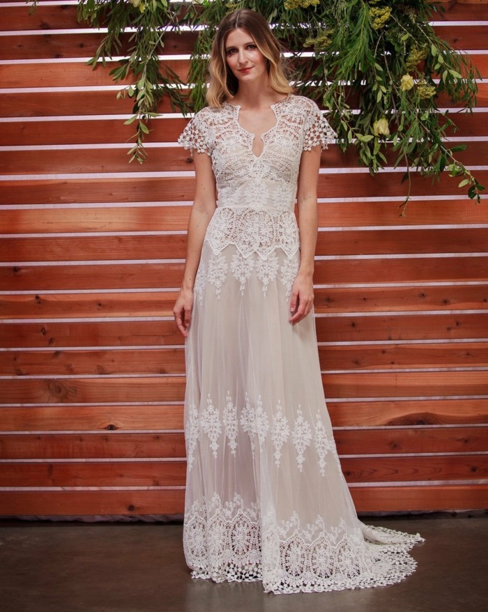 kanten jurk trouwjurk lange witte boho-stijl