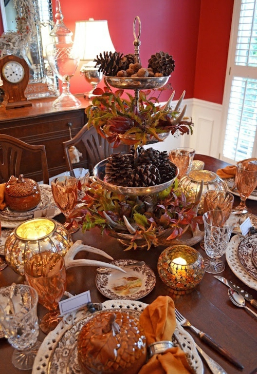 tafel metaal herfst tafel decoratie schoolbord eettafel ideeën voor tafeldecoratie in de herfst