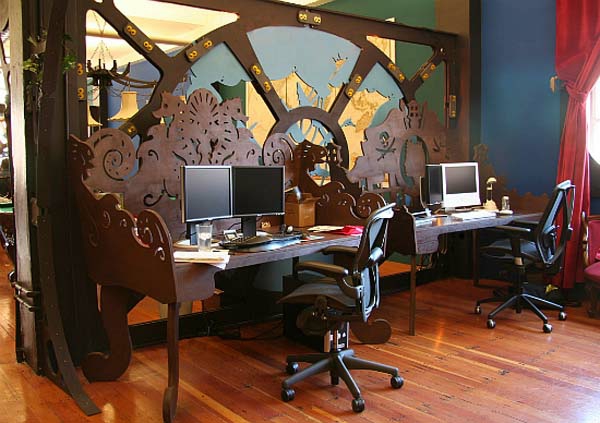 أفكار تصميم Steampunk الرئيسية مكتب الكراسي المكتبية