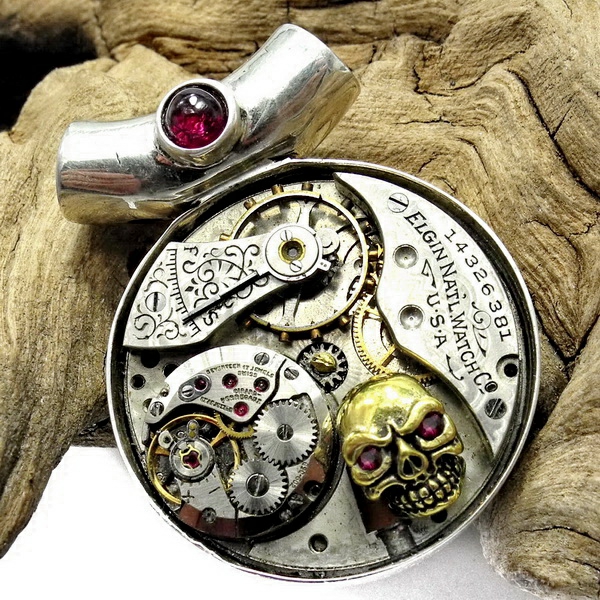 steampunk τέχνη παλιά κρανίο ρολόι