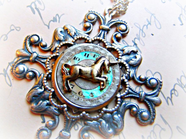 steampunk κοσμήματα μονόκερος αλυσίδα