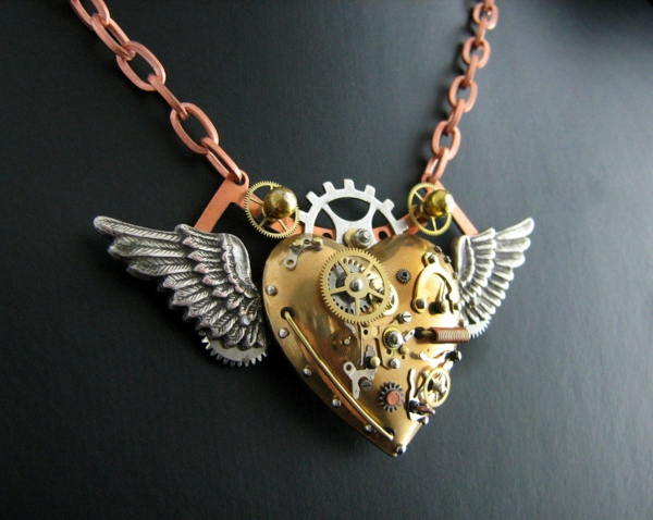 steampunk κοσμήματα αλυσίδα καρδιά