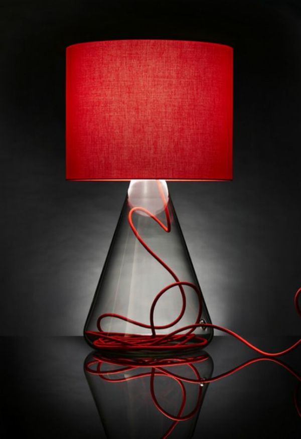 подови лампи модерен червен кабел за абажур
