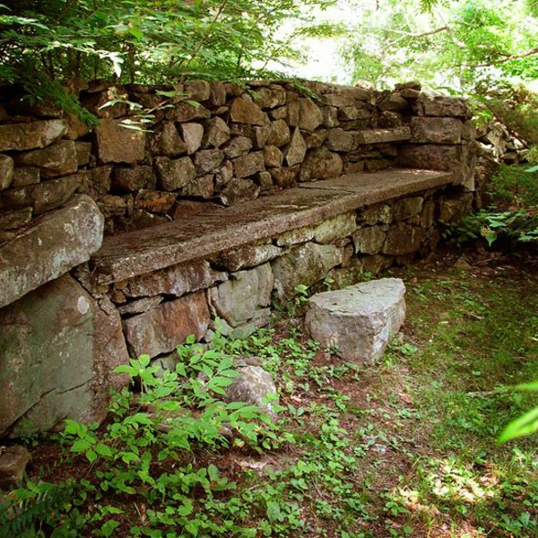 石头墙设计思想建立木凳