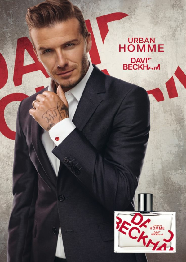 icono de estilo david backham peinado perfume campaña publicitaria