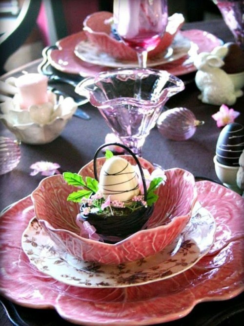 stilig rosa farger tallerken skål designer dekorasjon ideen