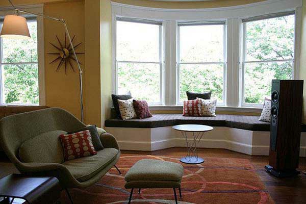 стилни прозоречни седалки гардероб прозорец дизайн идея