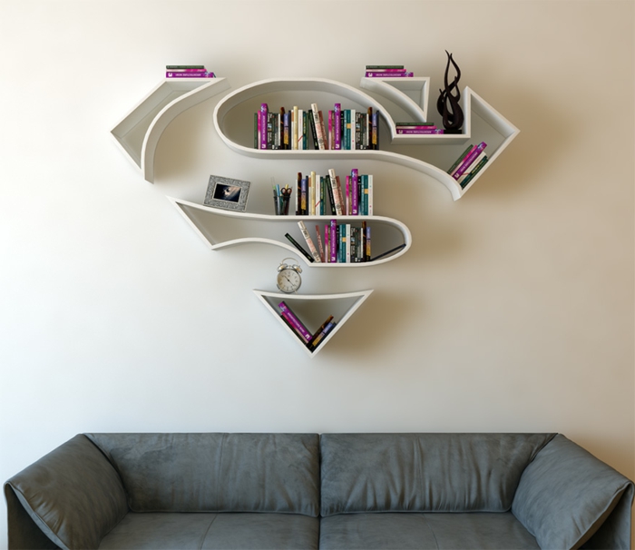 Superhero bibliothèques étagères murales décoration murale décoration murale