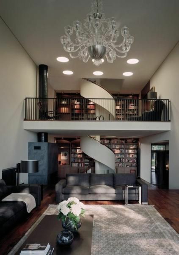 flydende trappe møbler ideer lysekrone sofa tæppe