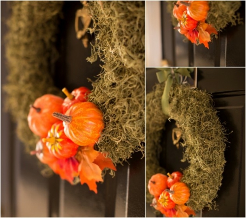 тюркоазено есенно деко дизайн оранжеви тикви малки мъх