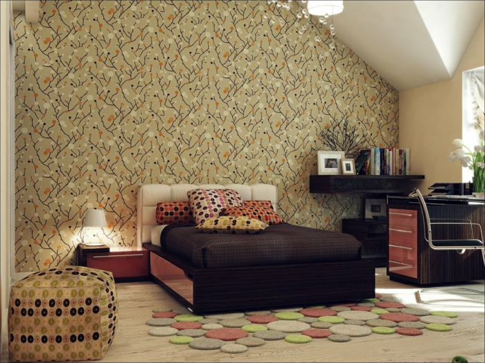 behang vintage slaapkamer opgezet bloemmotief