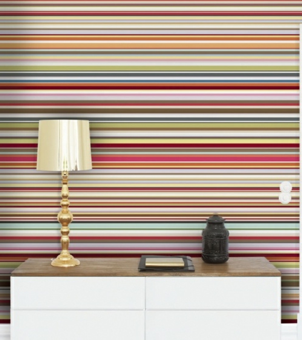 tapet mønster farget striper horisontal veggen design