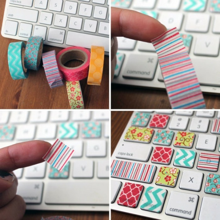 clavier décorer avec du ruban washi