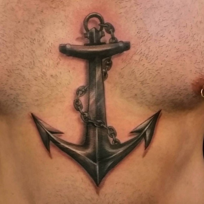 tattoo motieven mannen anker borst tatoeages