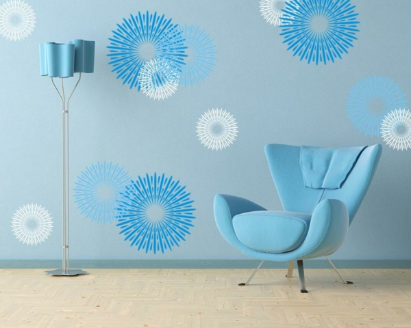 pintura de pared de paloma paloma azul pared patrón de diseño de pared ideas